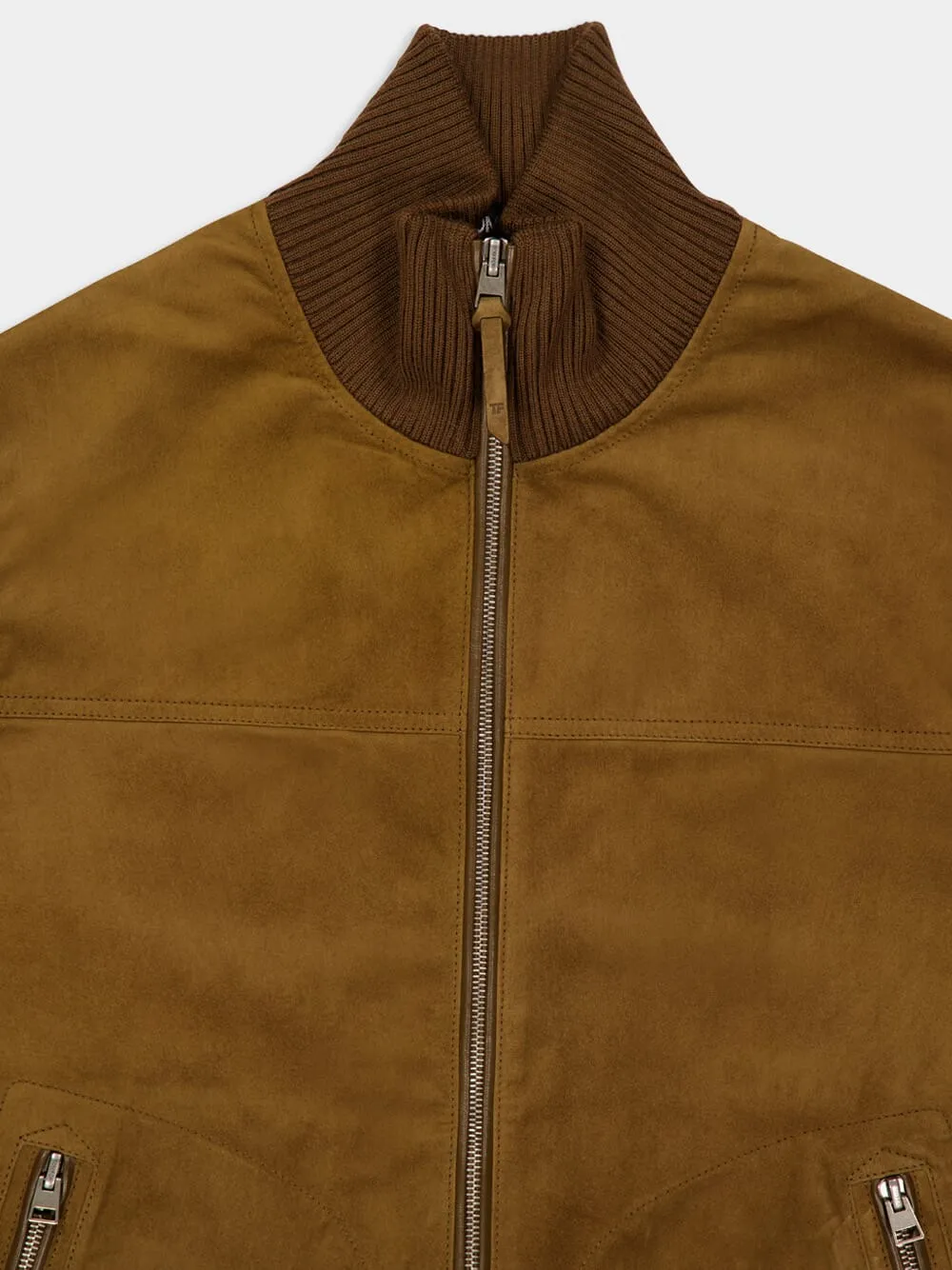 Tobacco Brown Suede Zip-Up Jacket