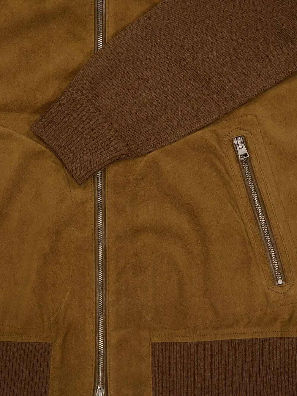 Tobacco Brown Suede Zip-Up Jacket