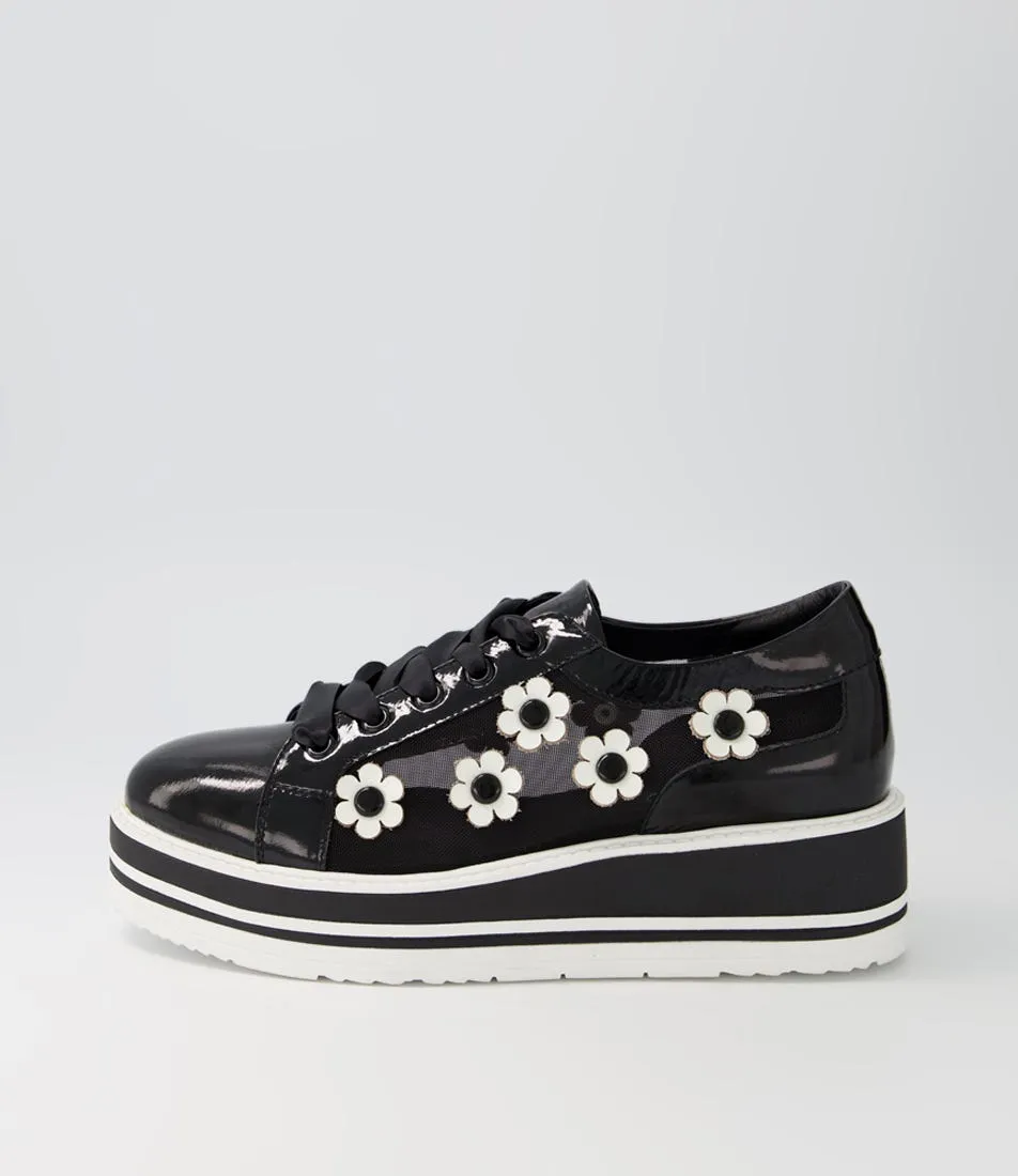 TOP END Sereno Black White Patent Multi Sneakers