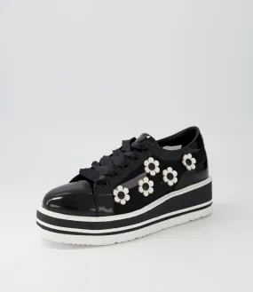 TOP END Sereno Black White Patent Multi Sneakers