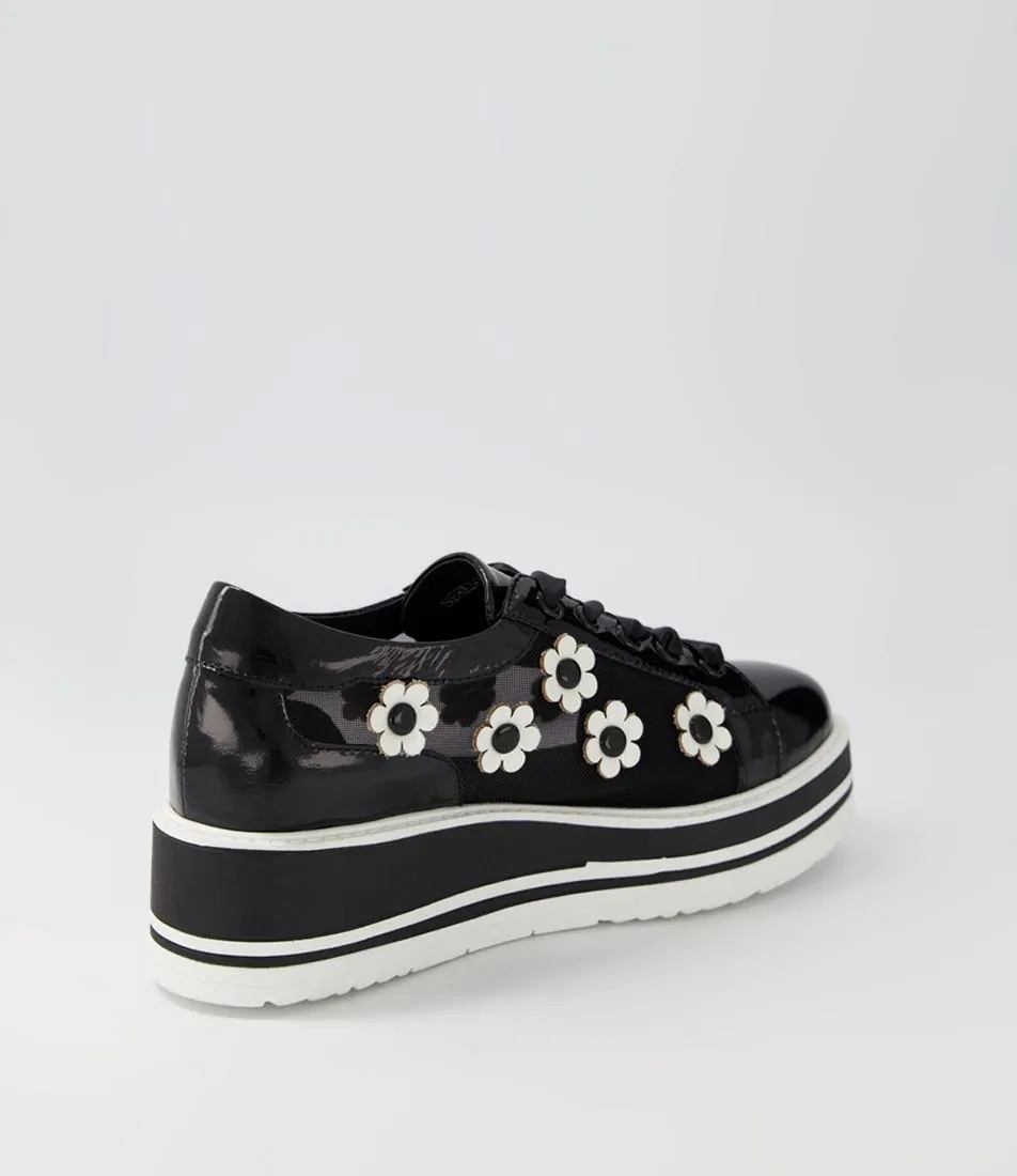 TOP END Sereno Black White Patent Multi Sneakers