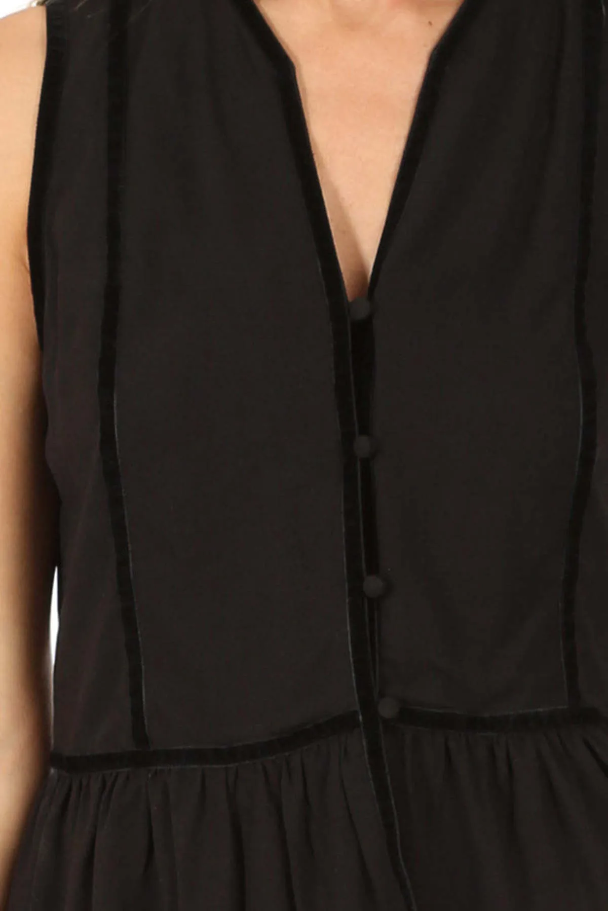 Trim Peplum Sleeveless Top - Noir