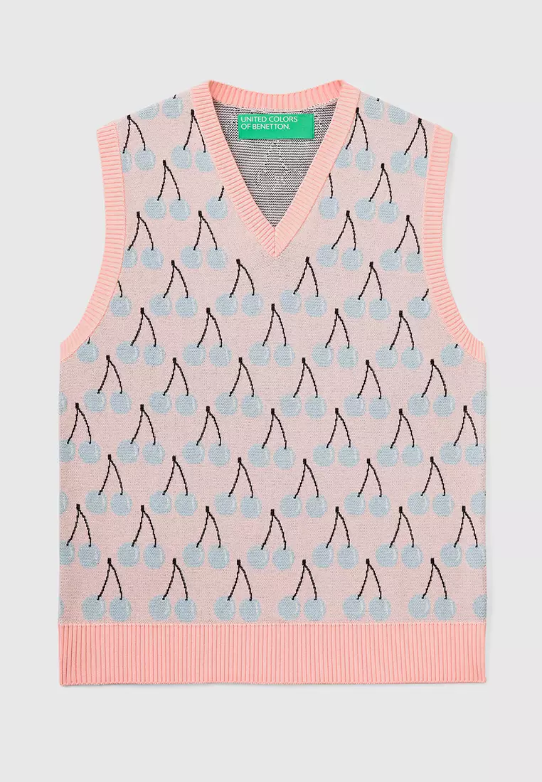 United Colors of Benetton Pink vest with cherry pattern