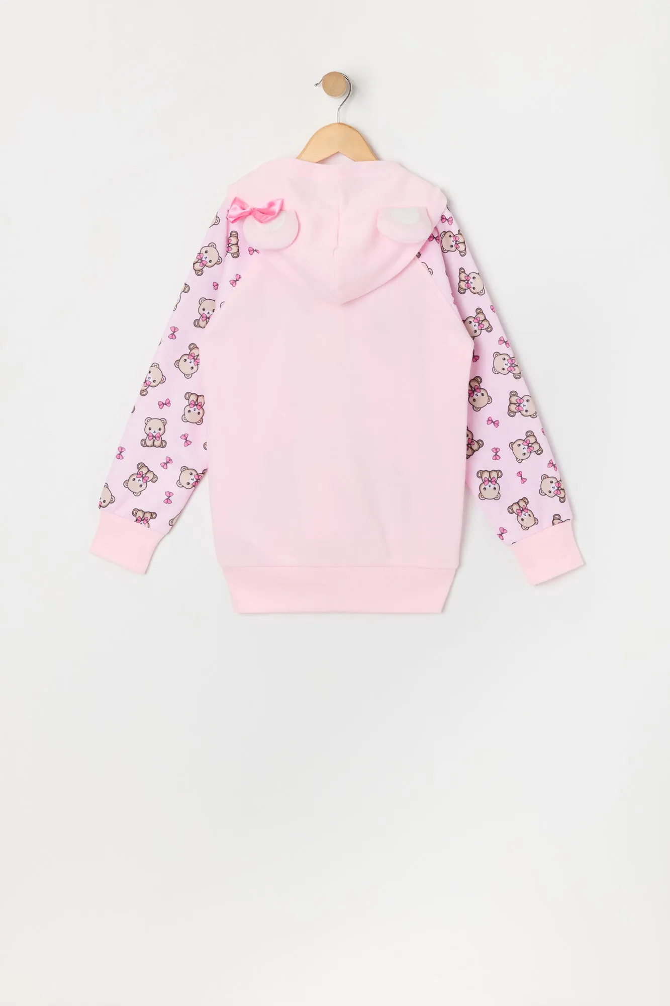 Urban Kids Girls Bow Teddy Bear Character Hoodie