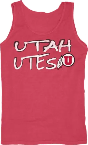 Utah Utes Blue 84 Faded Red 100% Cotton Sleeveless Tank Top