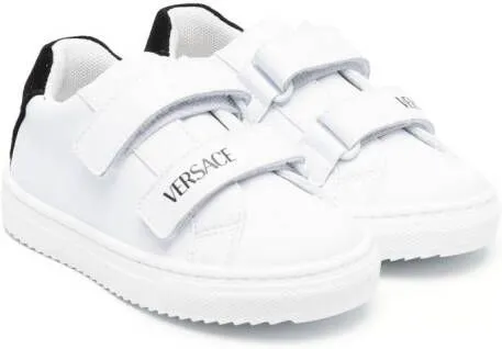 Versace Kids logo-print touch-strap sneakers White