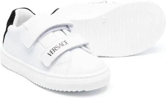 Versace Kids logo-print touch-strap sneakers White