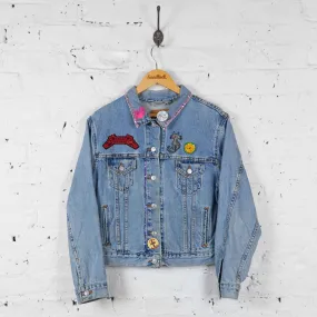 Vintage Levi's Customised Rock Band Patch And Glitter Jacket - Blue - M