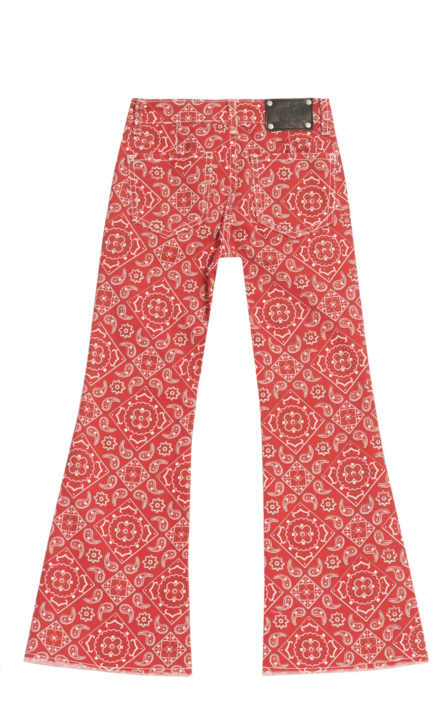 Wired Heart Girl's Red & White Bandana Print Mid Rise Flare Leg Jeans 