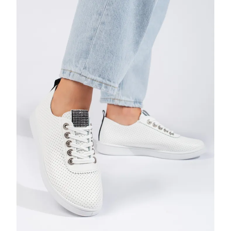 Women's openwork white sneakers