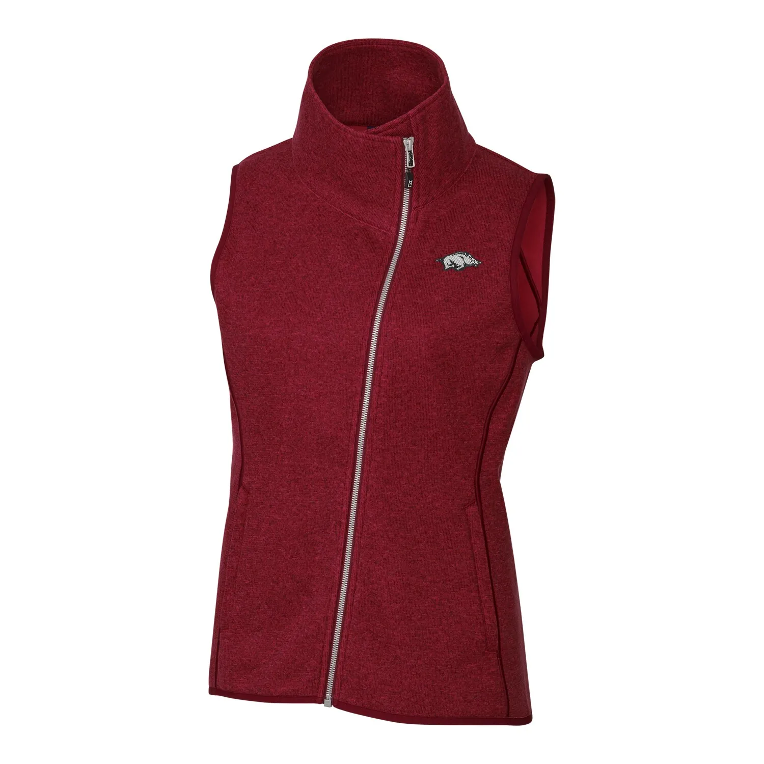 Women's Cutter & Buck Cardinal Arkansas Razorbacks Mainsail Full-Zip Vest