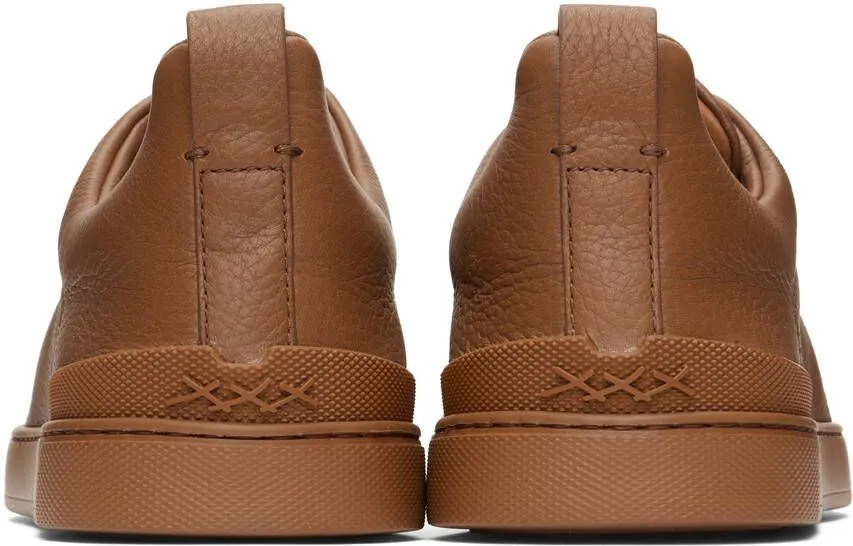 ZEGNA Brown Triple Stitch Sneakers