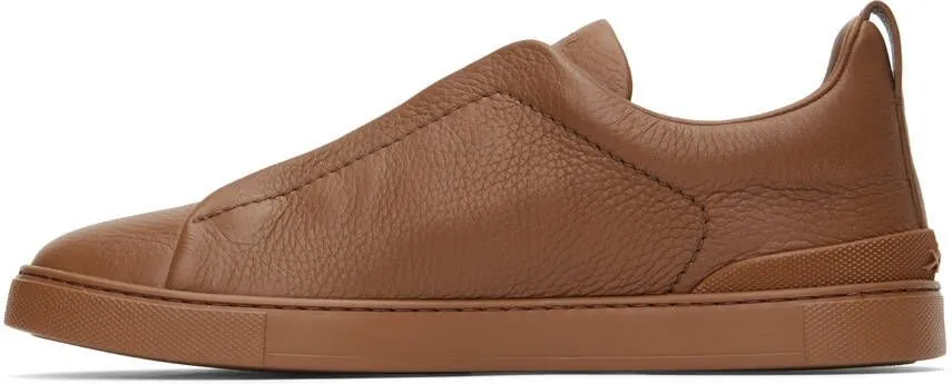 ZEGNA Brown Triple Stitch Sneakers