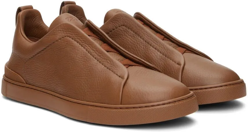 ZEGNA Brown Triple Stitch Sneakers