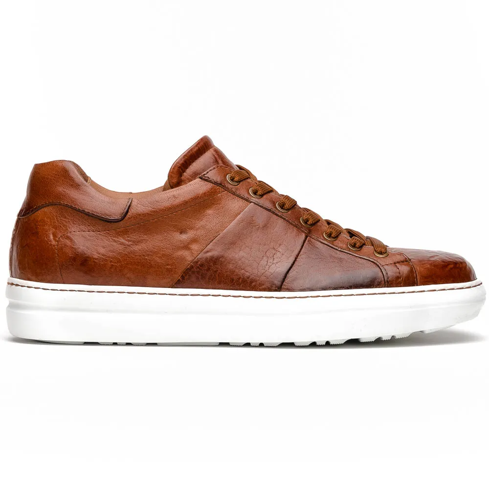 Zelli Vivo Italian Tumbled Calfskin Sneakers Safari Tobacco