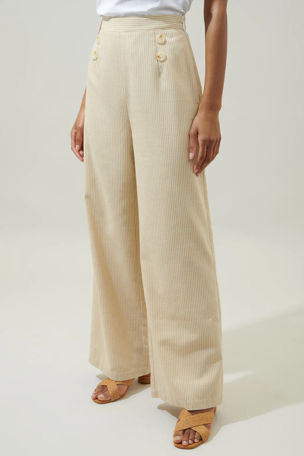 Zephyr Ticking Stripe Wide Leg Pants